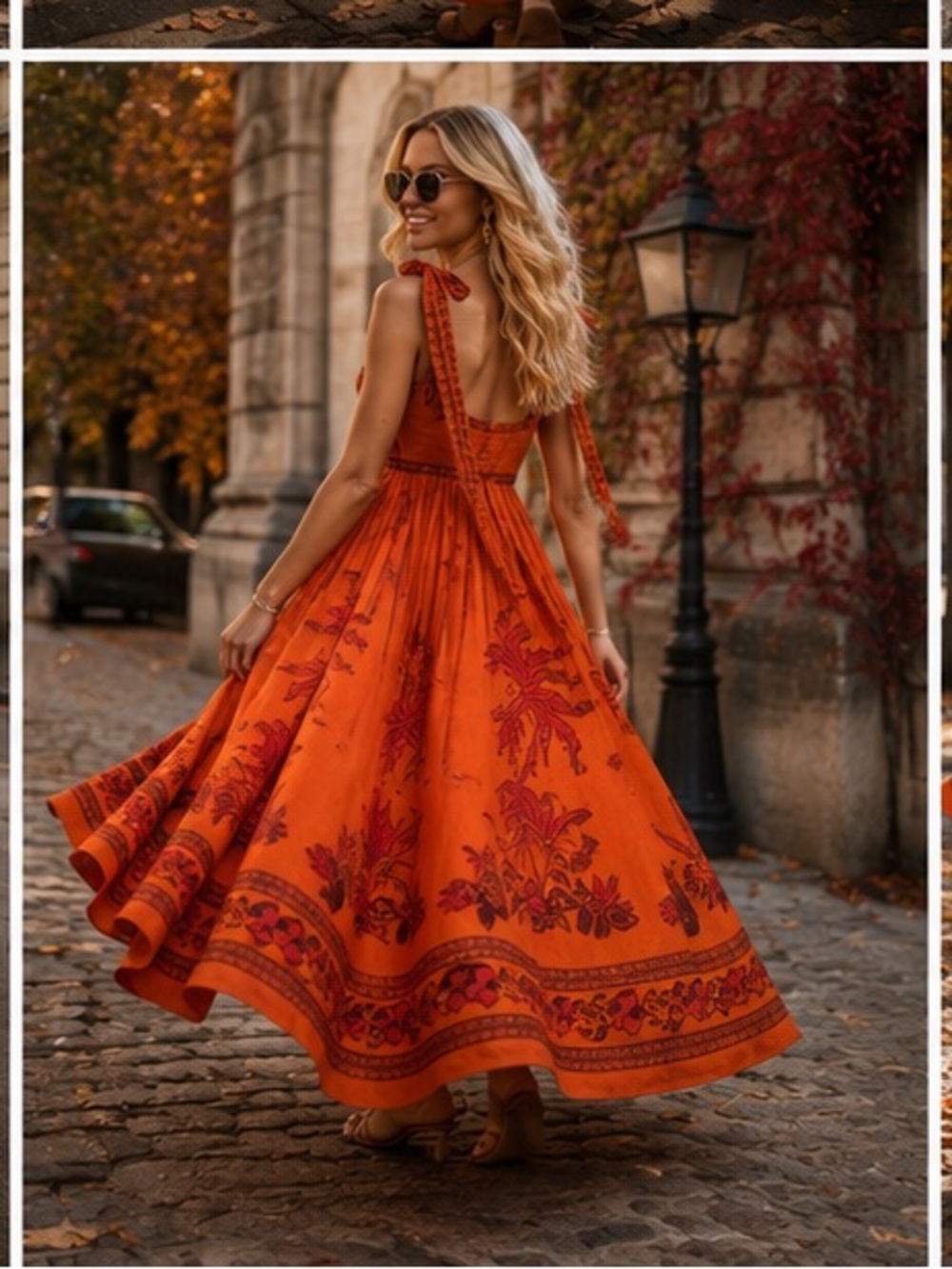 Alemais Orange Floral Tie-Strap Maxi Dress